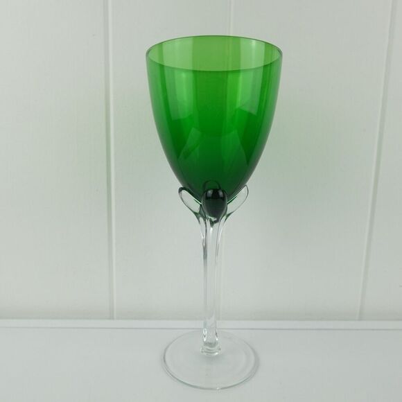 Murano Art Glass Hand Blown Wine Glass Green - Picture 2 of 7